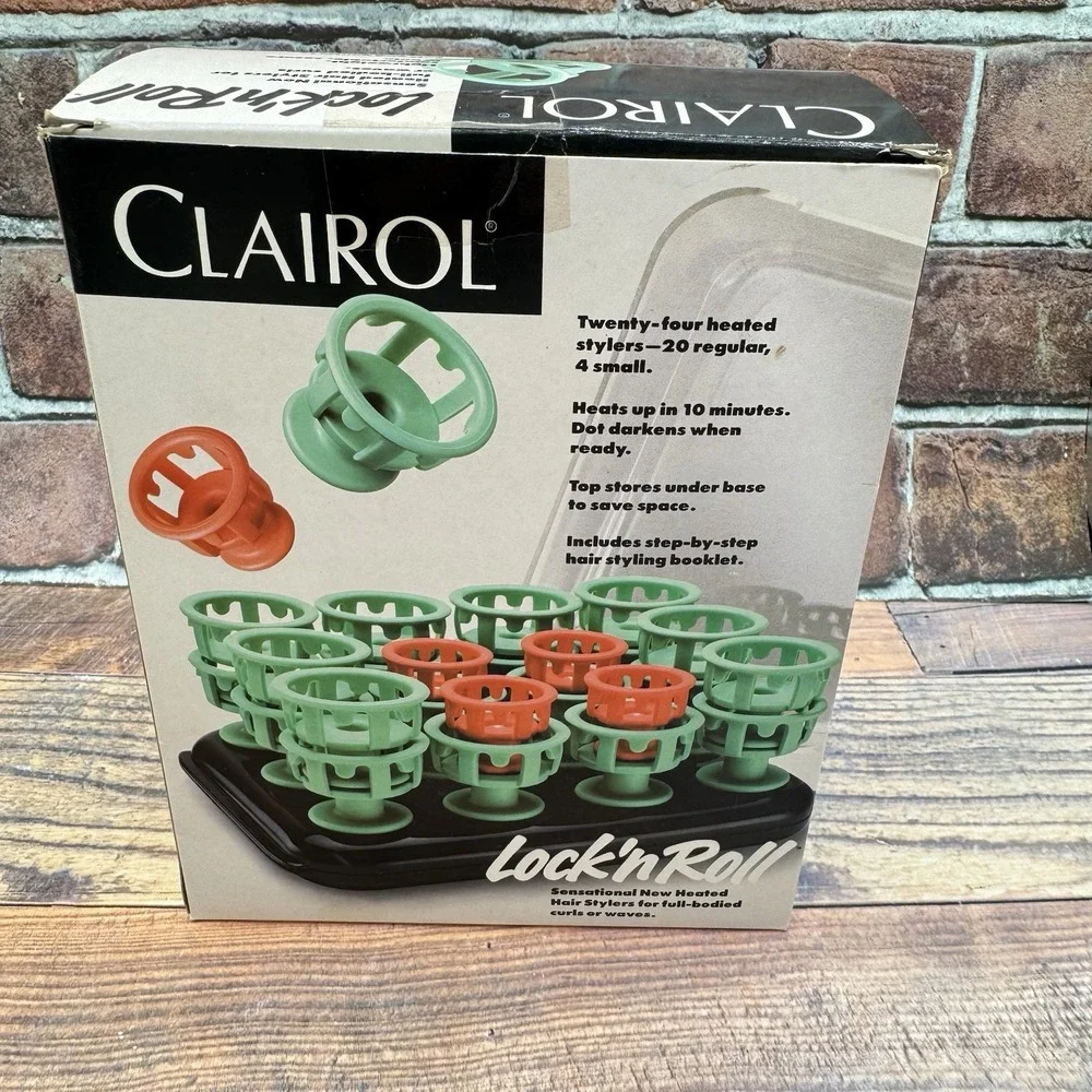 Clairol Lock N Roll Spoolies 24 Hot Rollers Hair Curlers BT-1 Box 1989 Pageant